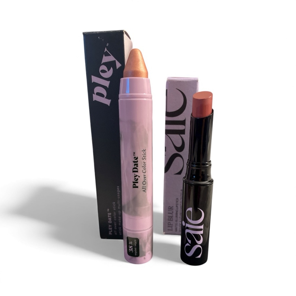 Pley Beauty All Over Color Stick and Saie Lip Blur Set